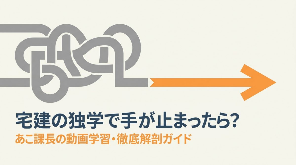 宅建の独学で手が止まったときに検討する、あこ課長の動画学習を解説するタイトル画像