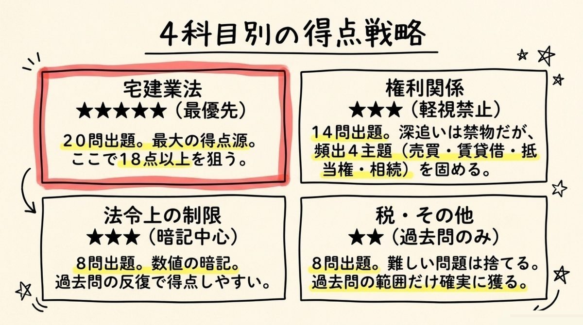 宅建4科目別の問題集活用法 宅建業法・権利関係・法令上の制限・税その他の科目別得点戦略