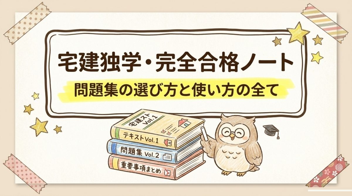 宅建問題集選びと使い方の独学合格ノート 宅建の問題集選びと使い方をまとめた独学合格ノートの表紙