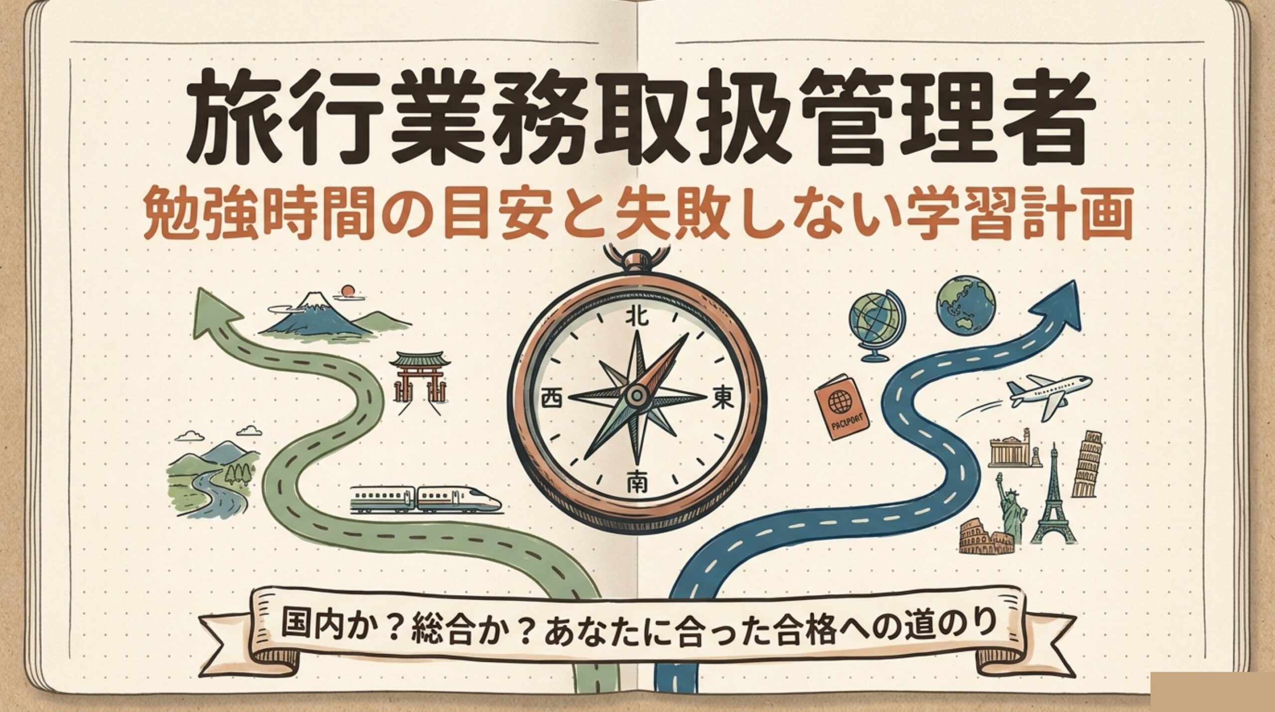 旅行業務取扱管理者の勉強時間の目安と失敗しない学習計画のタイトル画像