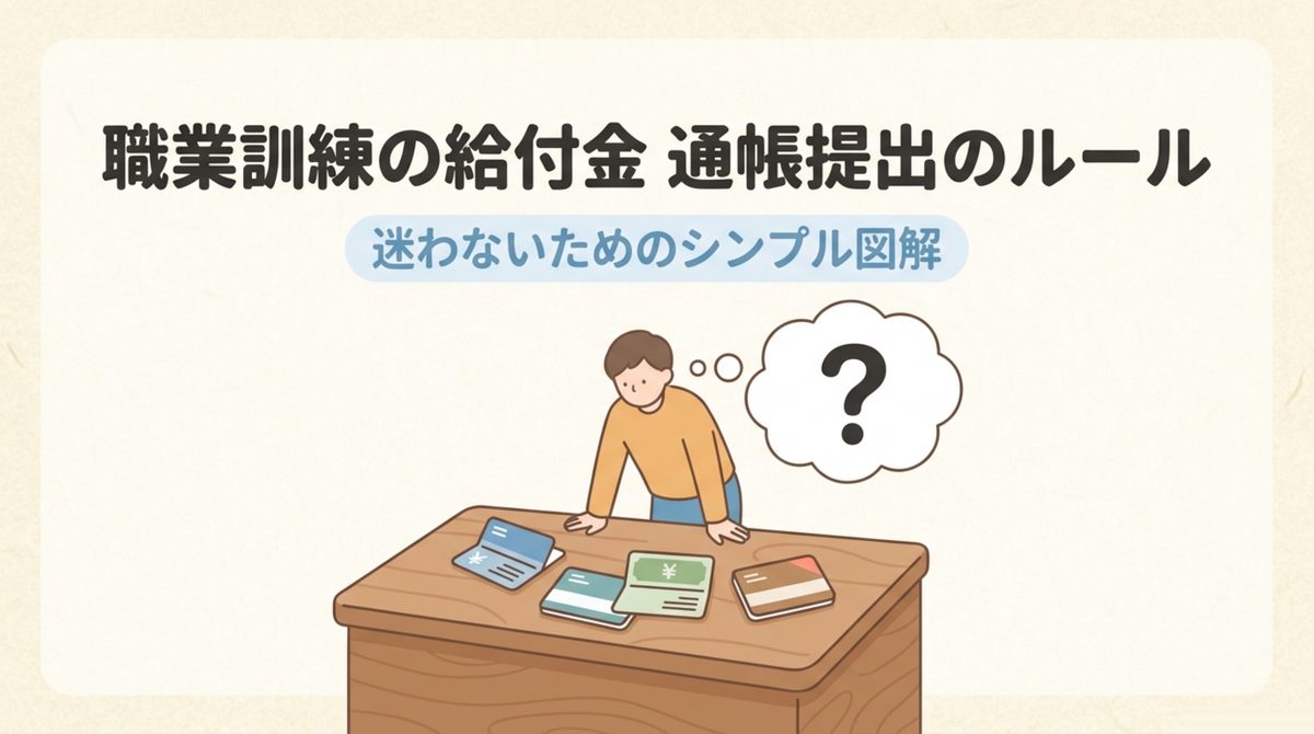 職業訓練受講給付金の通帳提出のルールを整理した図解