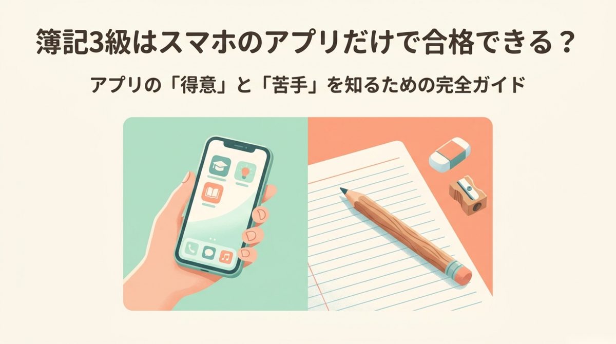 簿記3級はアプリだけで合格できるかを試験の出題構成から考える記事の冒頭図解
