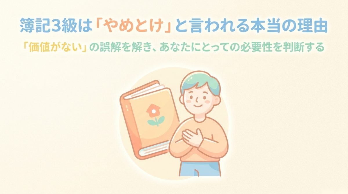 簿記3級のやめとけという評価は価値の否定でなく差別化できないという意味であることを示す図解