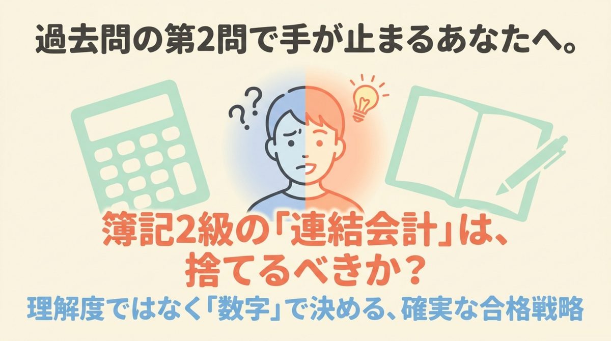 簿記2級の連結会計を捨てるかやるかを合格点から逆算して判断するガイドのタイトル図