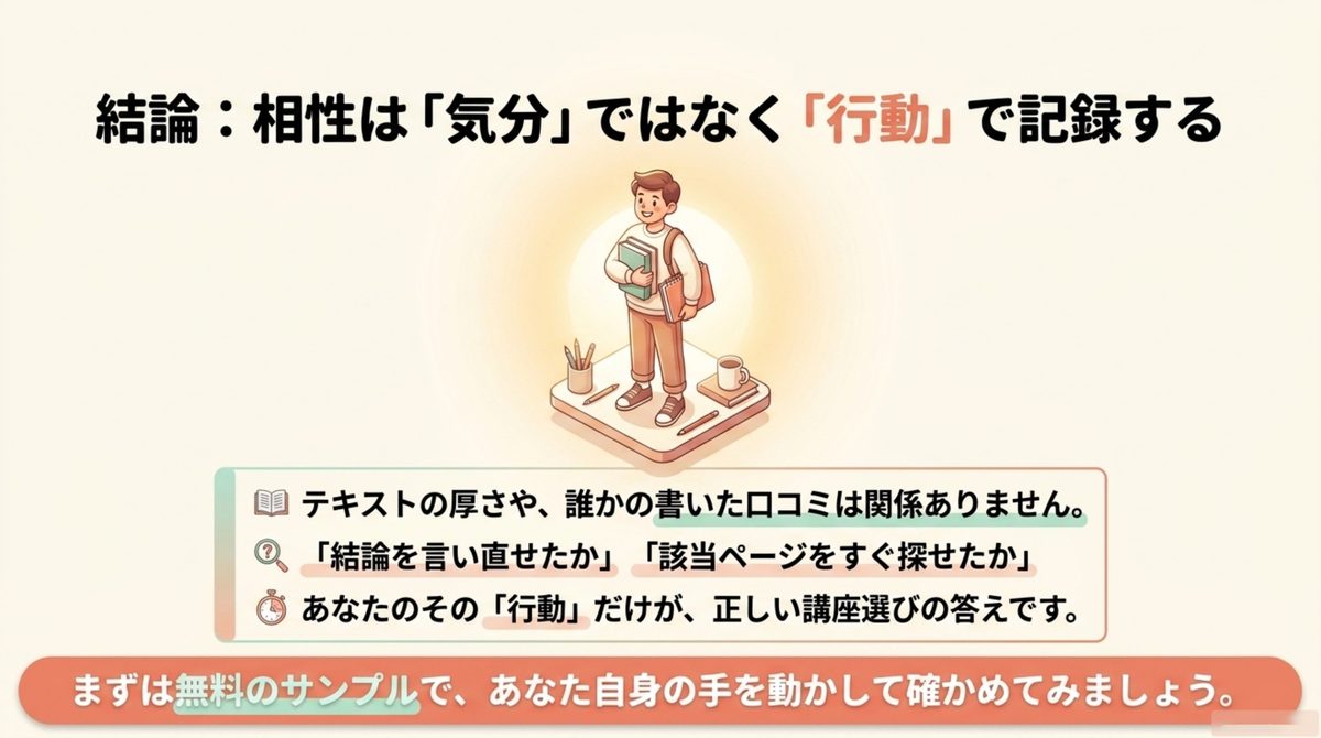 公認会計士講座との相性を気分ではなく行動で記録する方法の図解