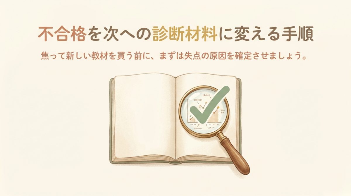 通関士試験の不合格を次の受験に向けた診断材料に変える手順を示した図解