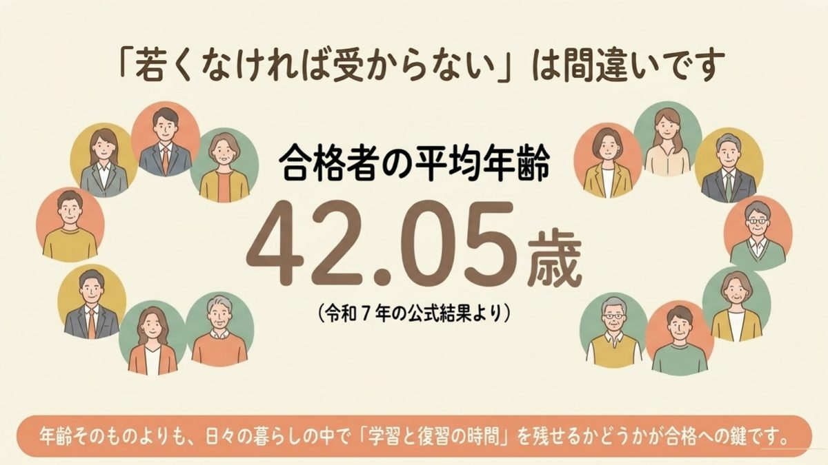 司法書士試験の令和7年度合格者平均年齢42.05歳を示す図