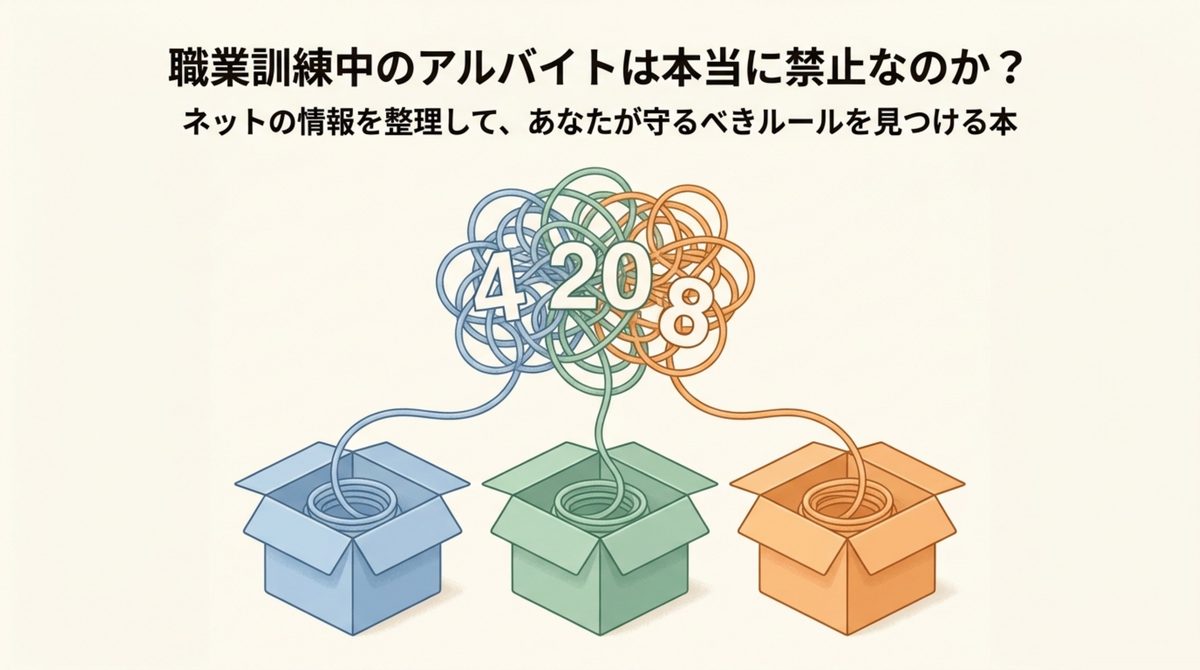 職業訓練中のアルバイトは禁止ではなく、受けている給付の種類によって働ける時間や金額の境界線が違うことを示した図解