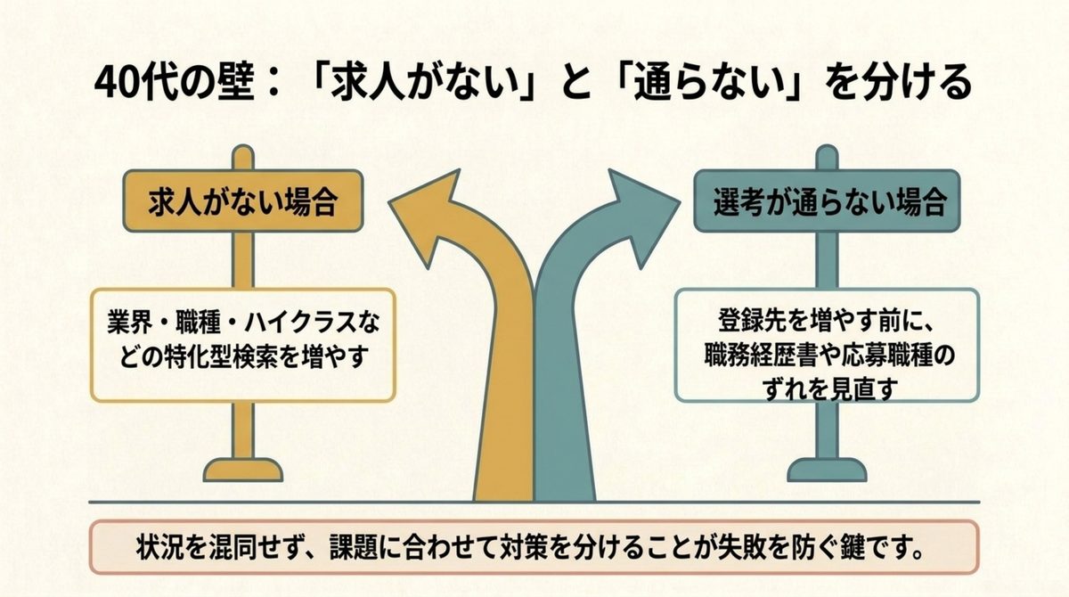 求人がない場合と選考が通らない場合で対策を分ける分岐図