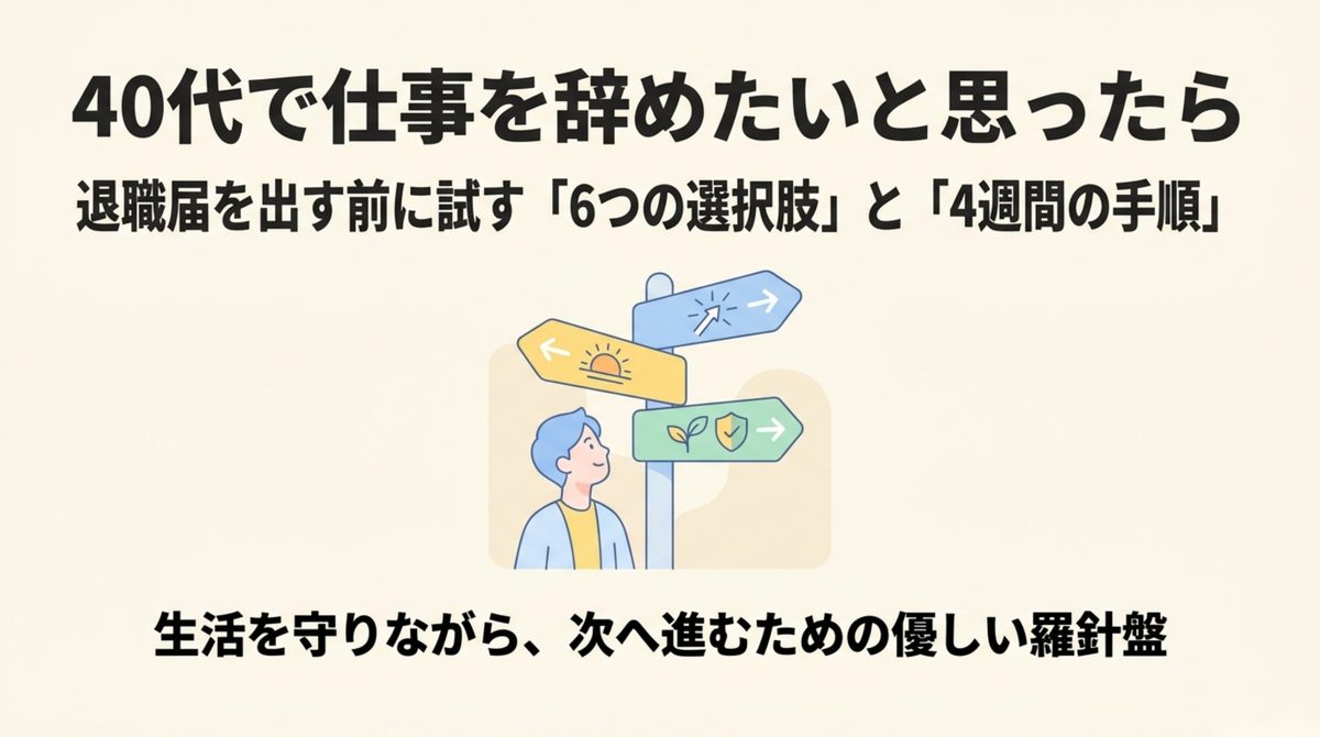 退職届を出す前に試す6つの選択肢と4週間の手順の全体像