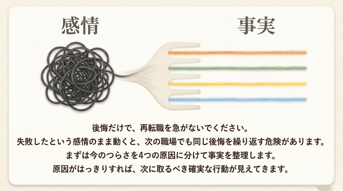 50代転職で後悔したときに感情と事実を分ける図解