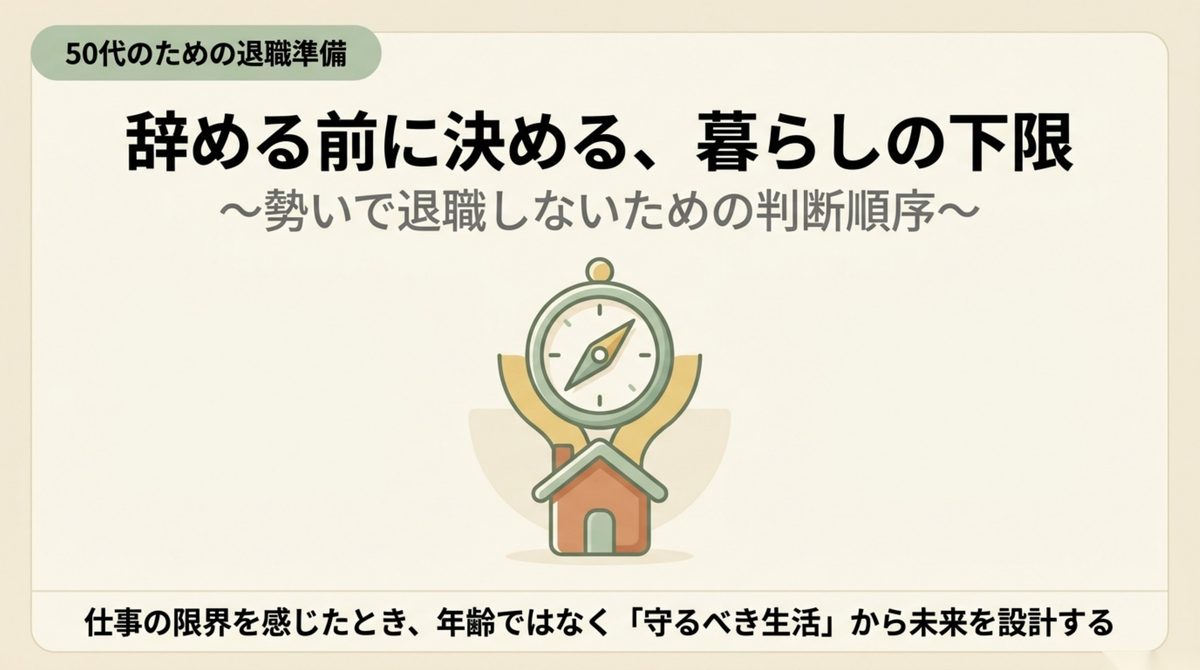 50代の退職|辞める前に決める暮らしの下限 年齢ではなく守るべき生活から退職を判断する順序の全体像