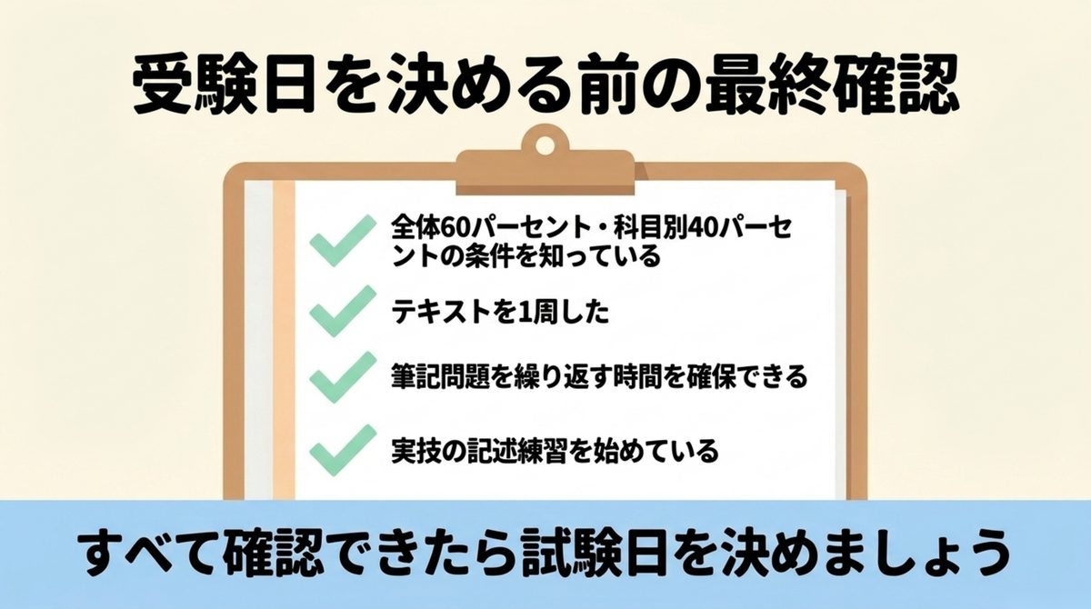 消防設備士乙6の受験日前に合格条件・テキスト・筆記演習・実技練習を確認するチェックリスト