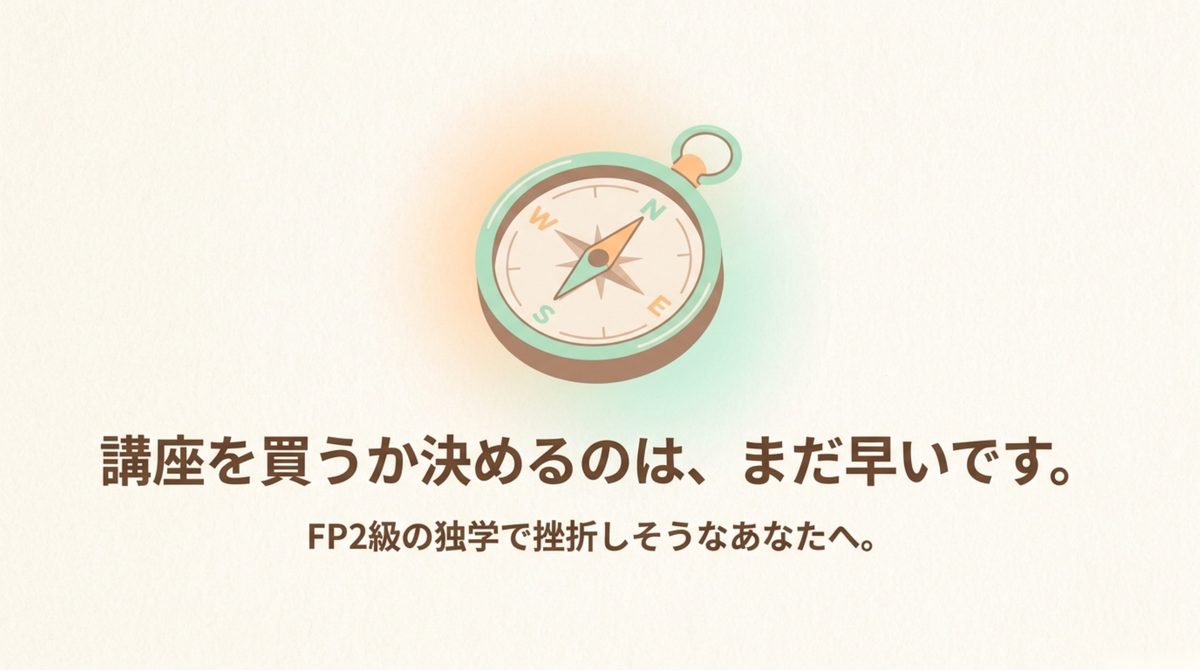 FP2級の独学で講座を買う前に今の学習の止まり方を診断する考え方を示す表紙