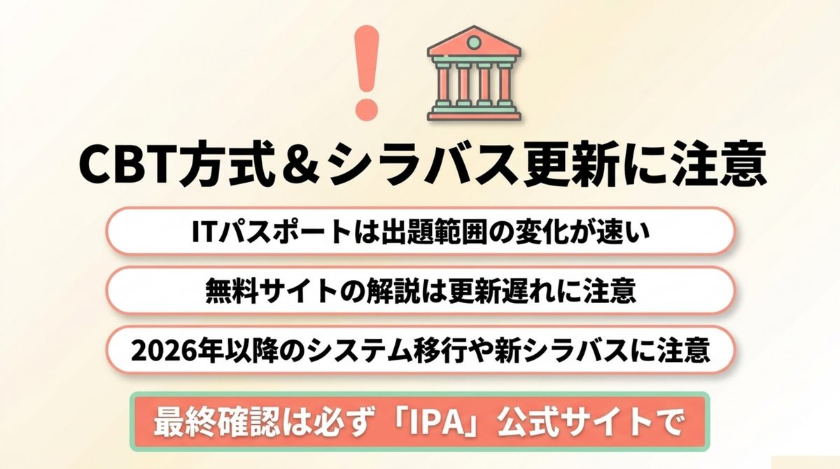 ITパスポート過去問でCBT方式とシラバス更新に注意