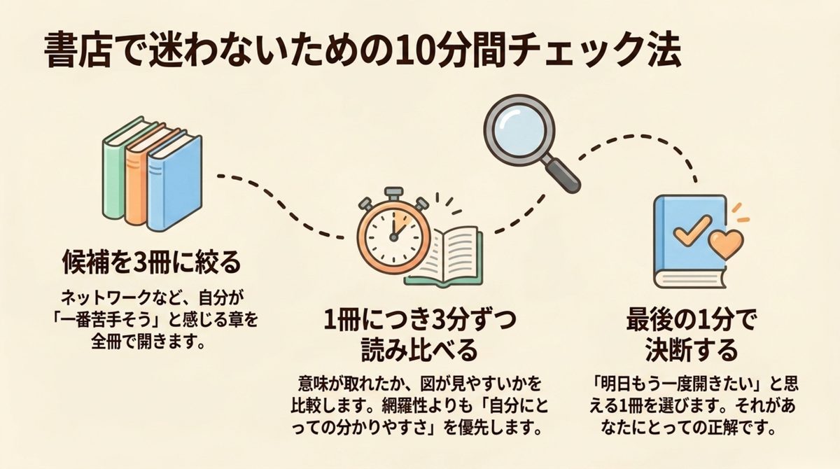 ITパスポート参考書を書店で10分比較する方法