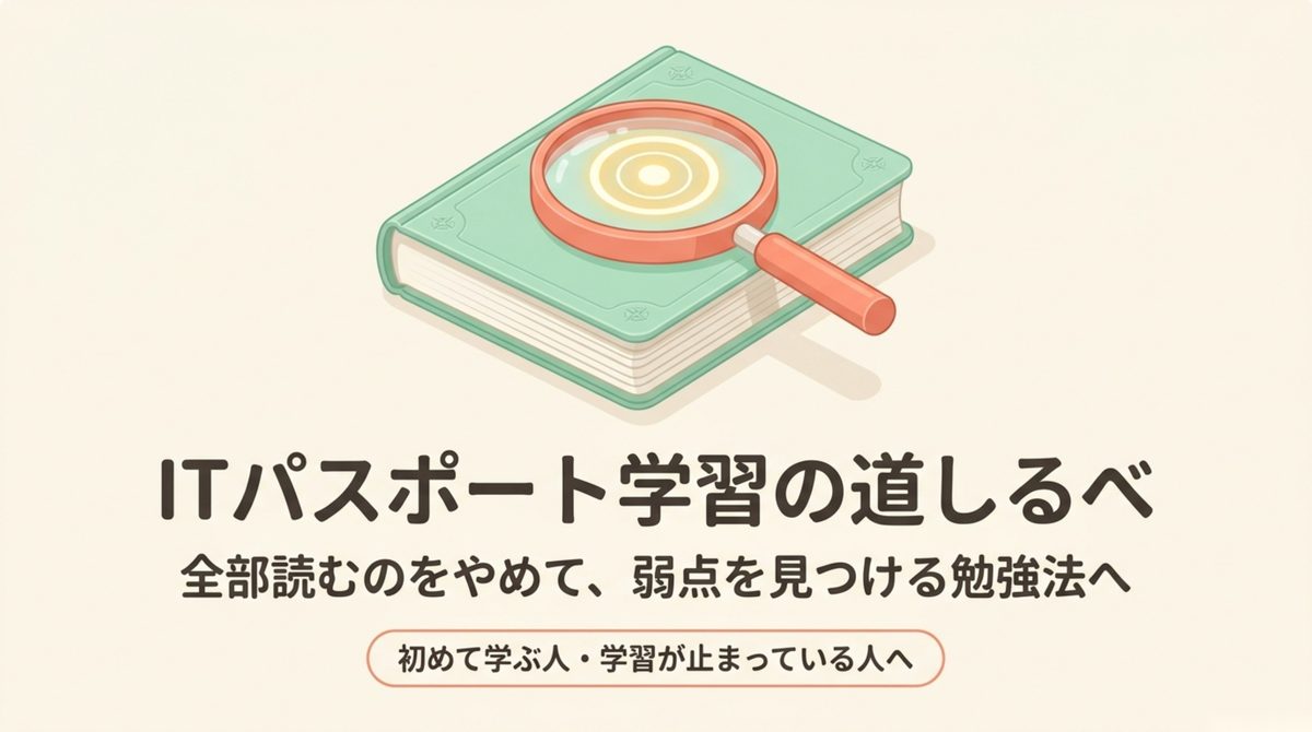 ITパスポート学習を全部読む方法から弱点を見つける方法へ切り替える道しるべ図解