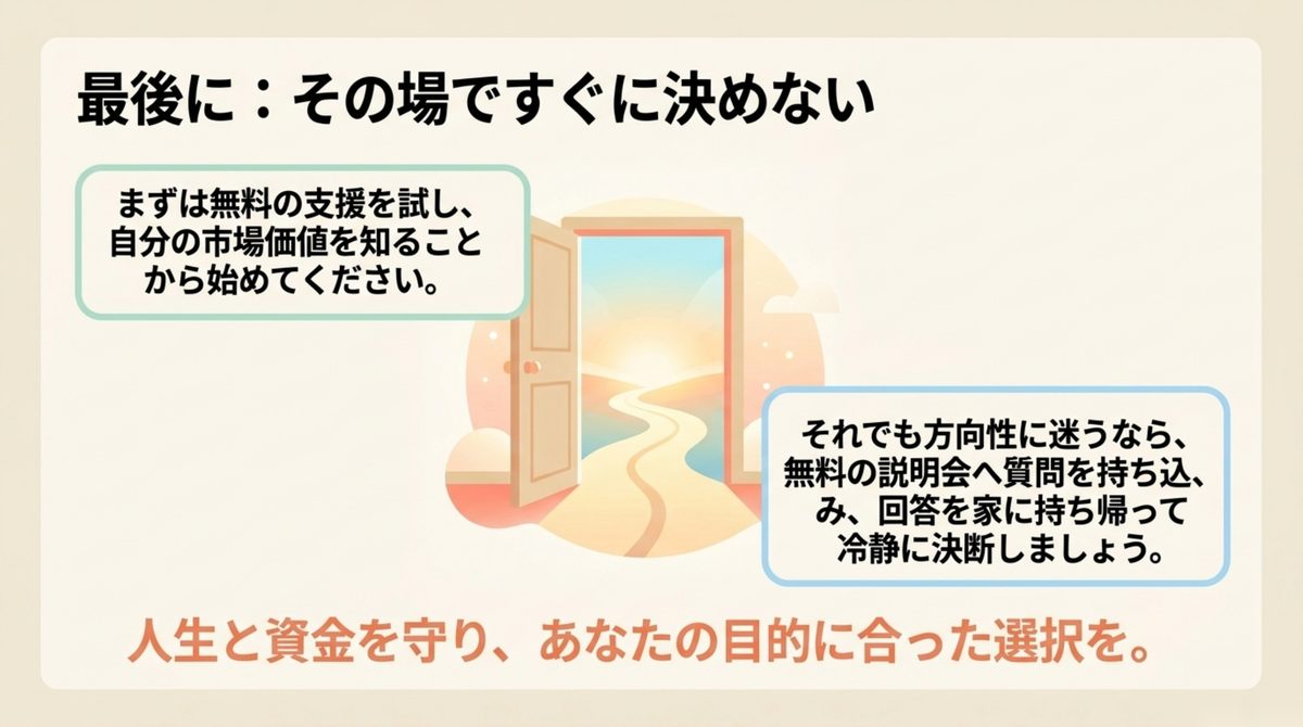 評判を踏まえた最終判断|ライフシフトラボの評判は?口コミ・怪しい噂と体験談を検証 評判を踏まえた最終判断を整理した図解