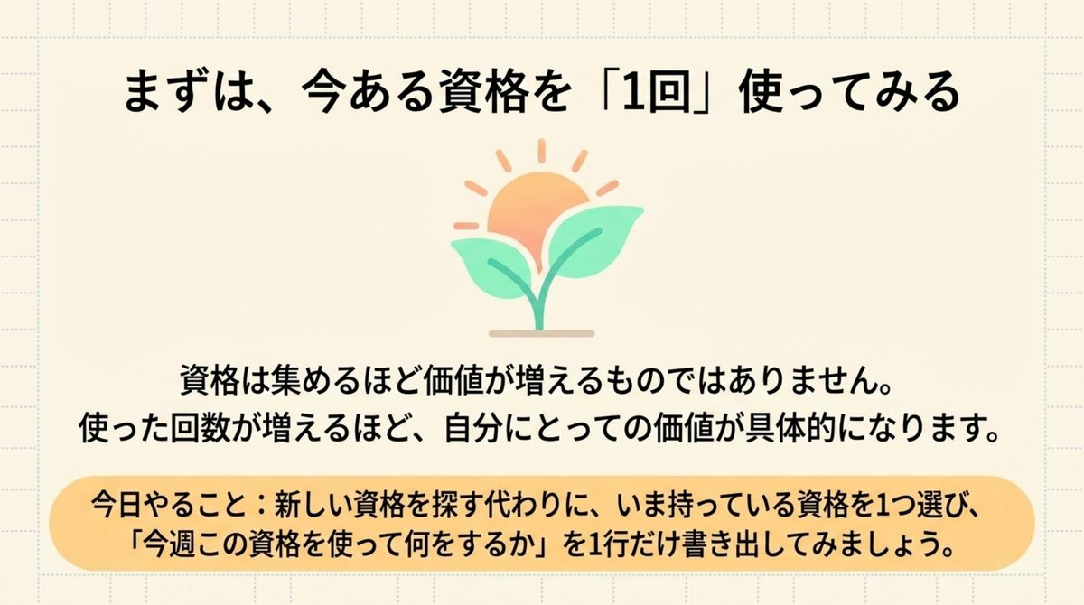 新しい資格より今ある資格を1回使う