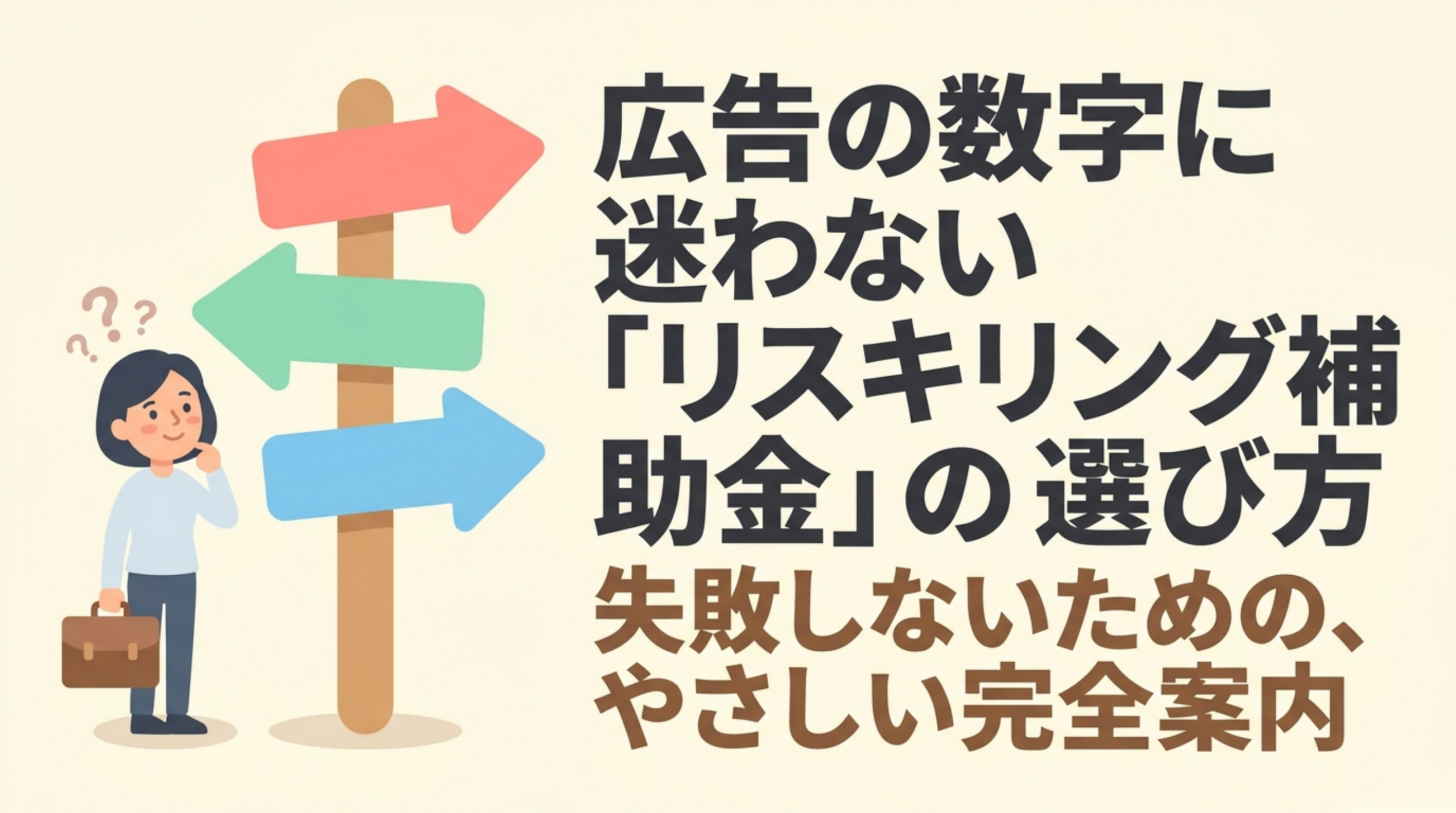 リスキリング補助金の選び方を示すアイキャッチ
