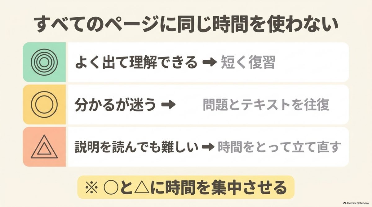 宅建テキストのページを理解度別に分けて復習時間を変える方法