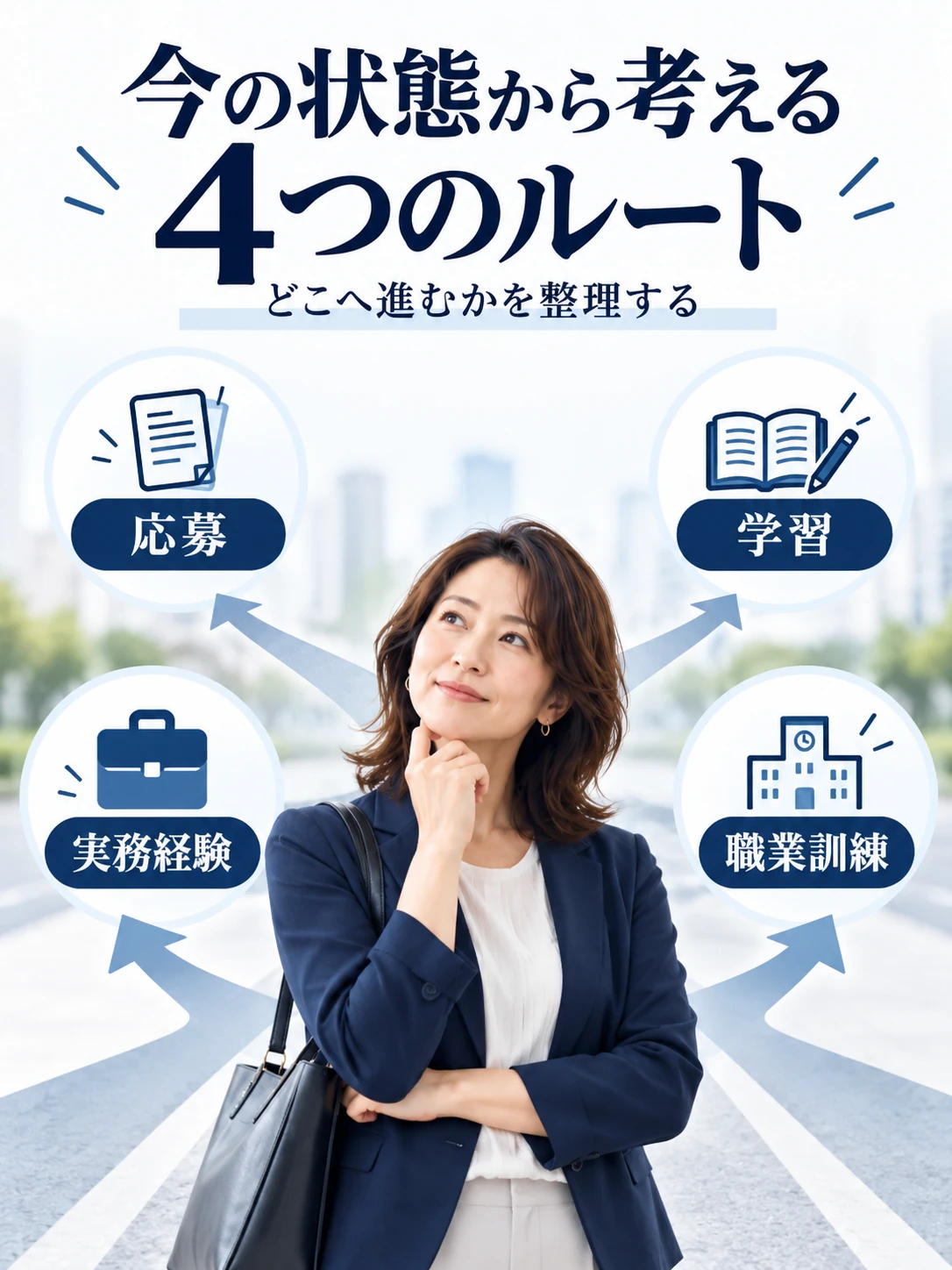 40代の経理未経験者が経験や資格の状態別に4つの進め方を選ぶ図解