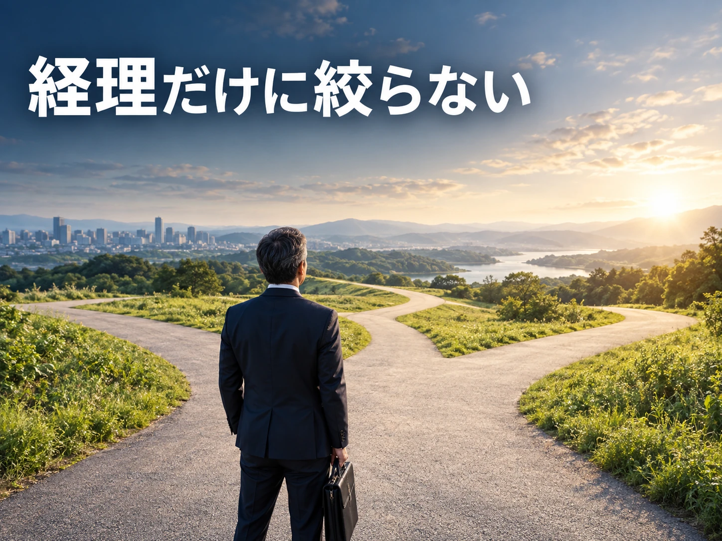分かれ道の前で経理以外の選択肢も含めて転職先を考える場面